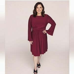 Harper Rose Bell Sleeve Dress Size 14 Color Burgundy (EUC)